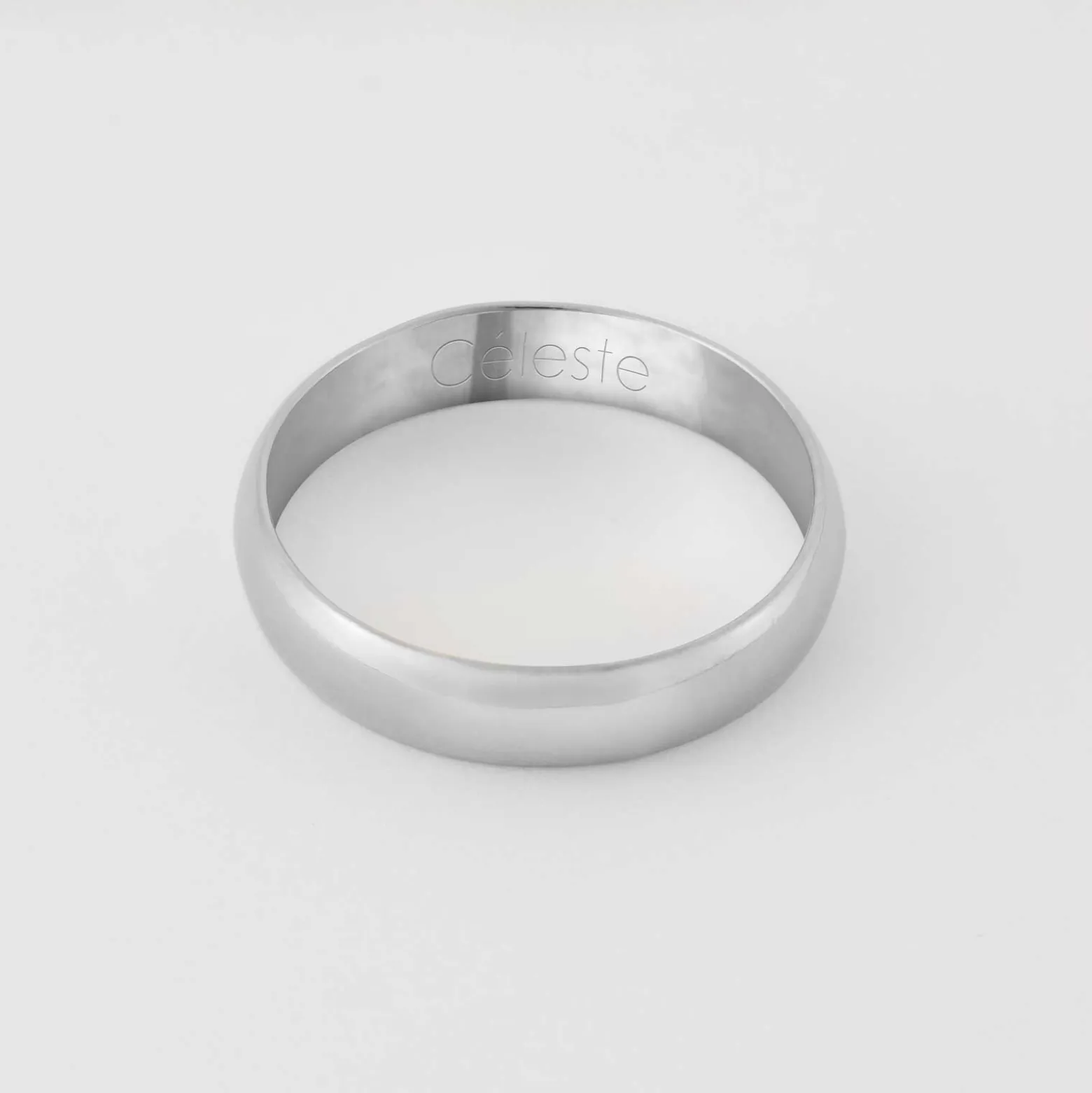 Bague alliance bombée personnalisée argent 4 mm