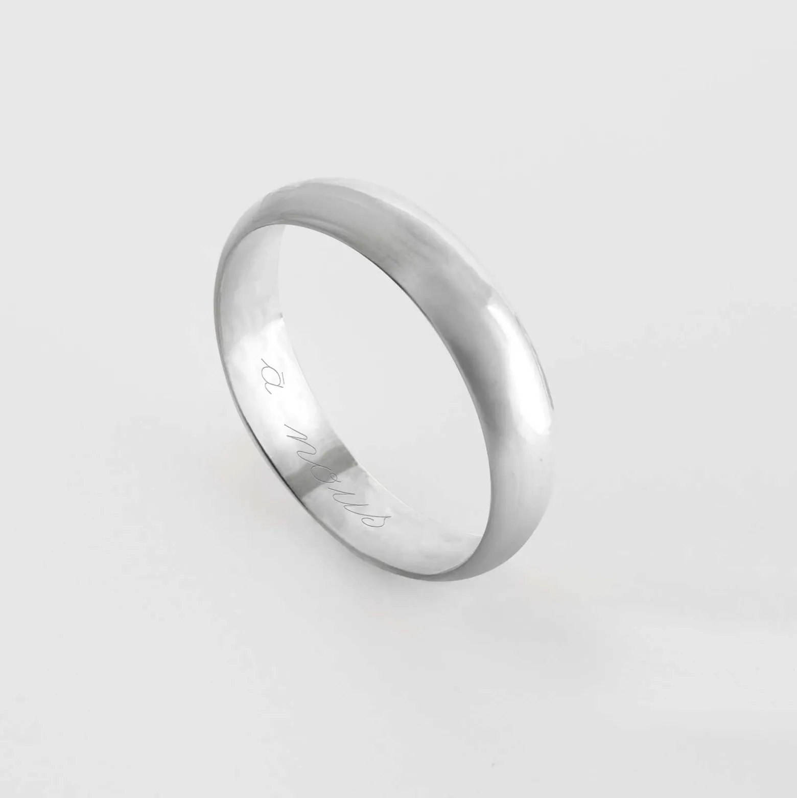 Bague alliance bombée personnalisée argent 4 mm