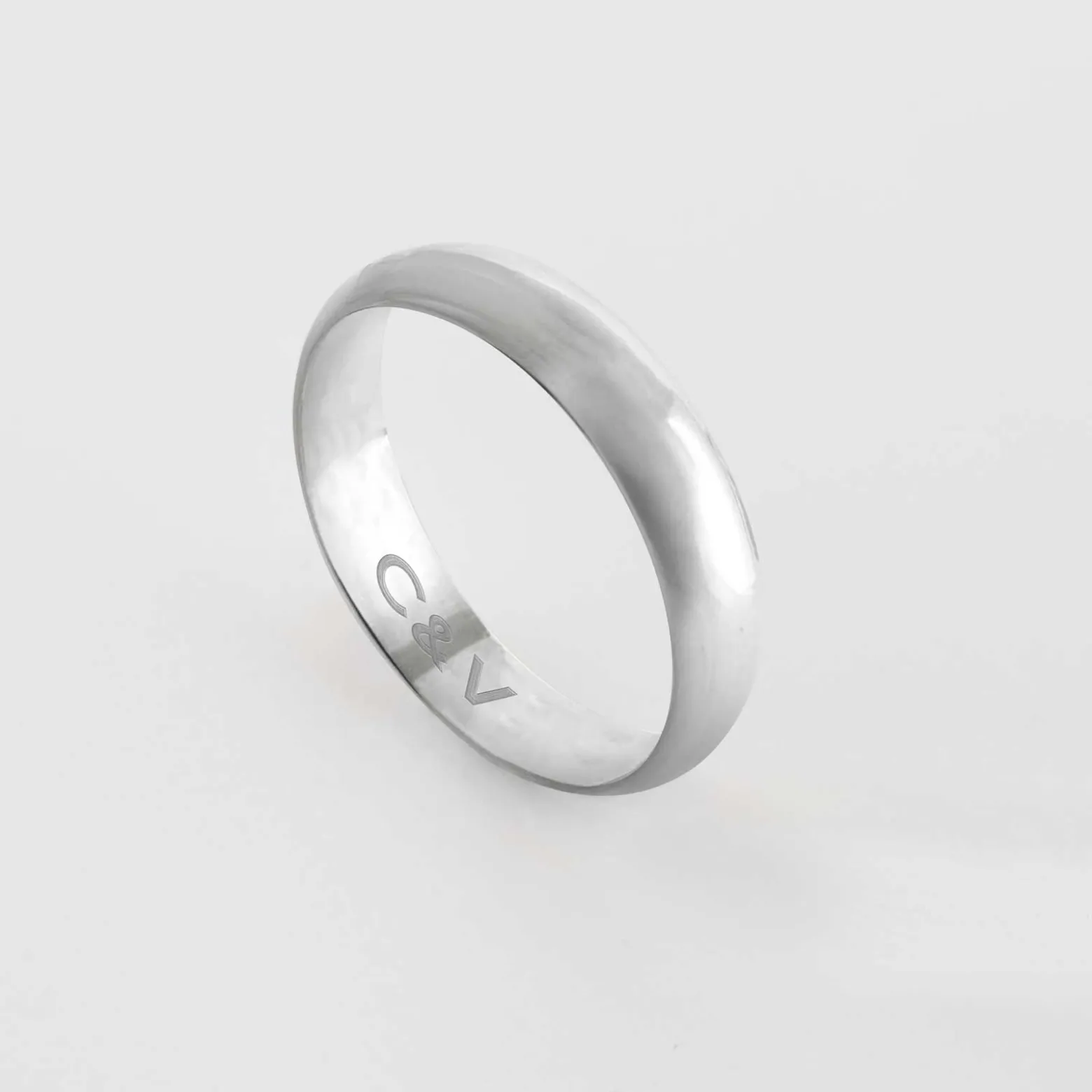 Bague alliance bombée personnalisée argent 4 mm