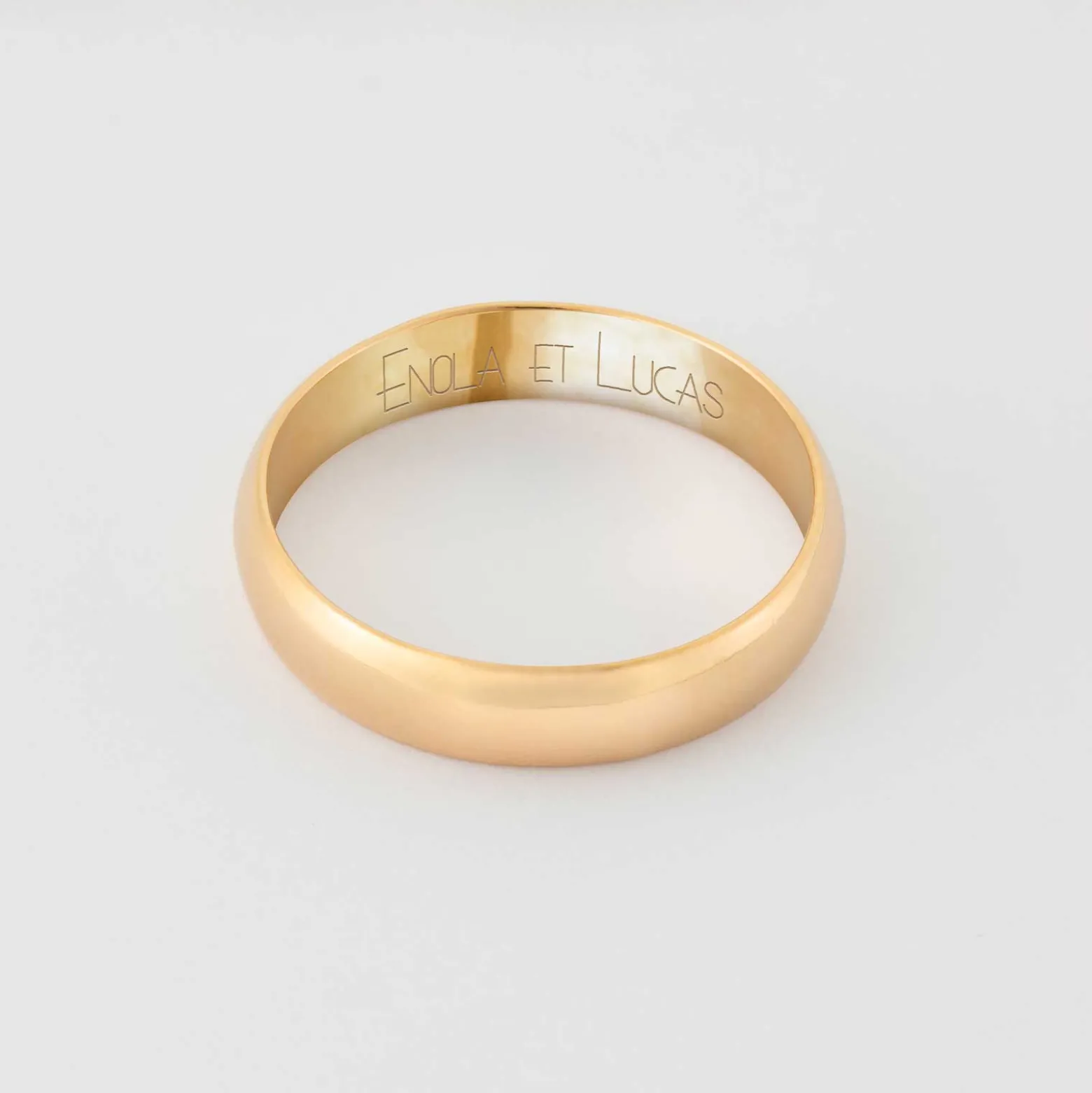 Bague alliance bombée personnalisée plaqué or 4 mm