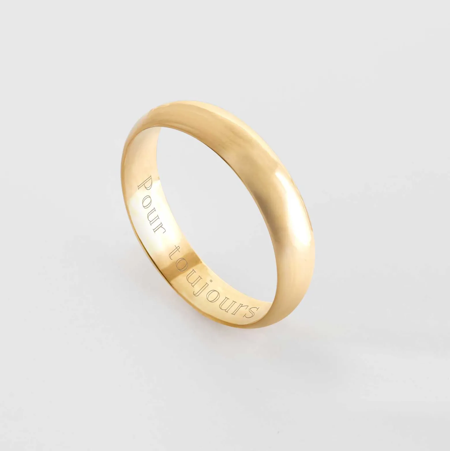 Bague alliance bombée personnalisée plaqué or 4 mm