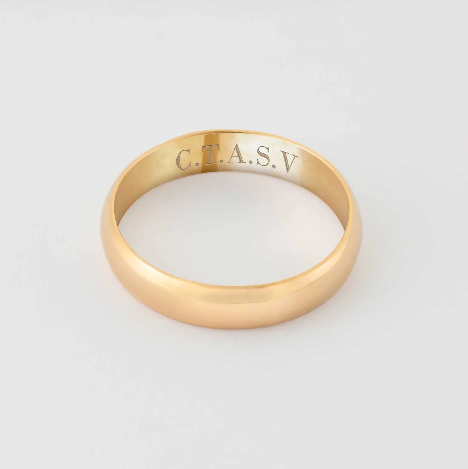 Bague alliance bombée personnalisée plaqué or 4 mm