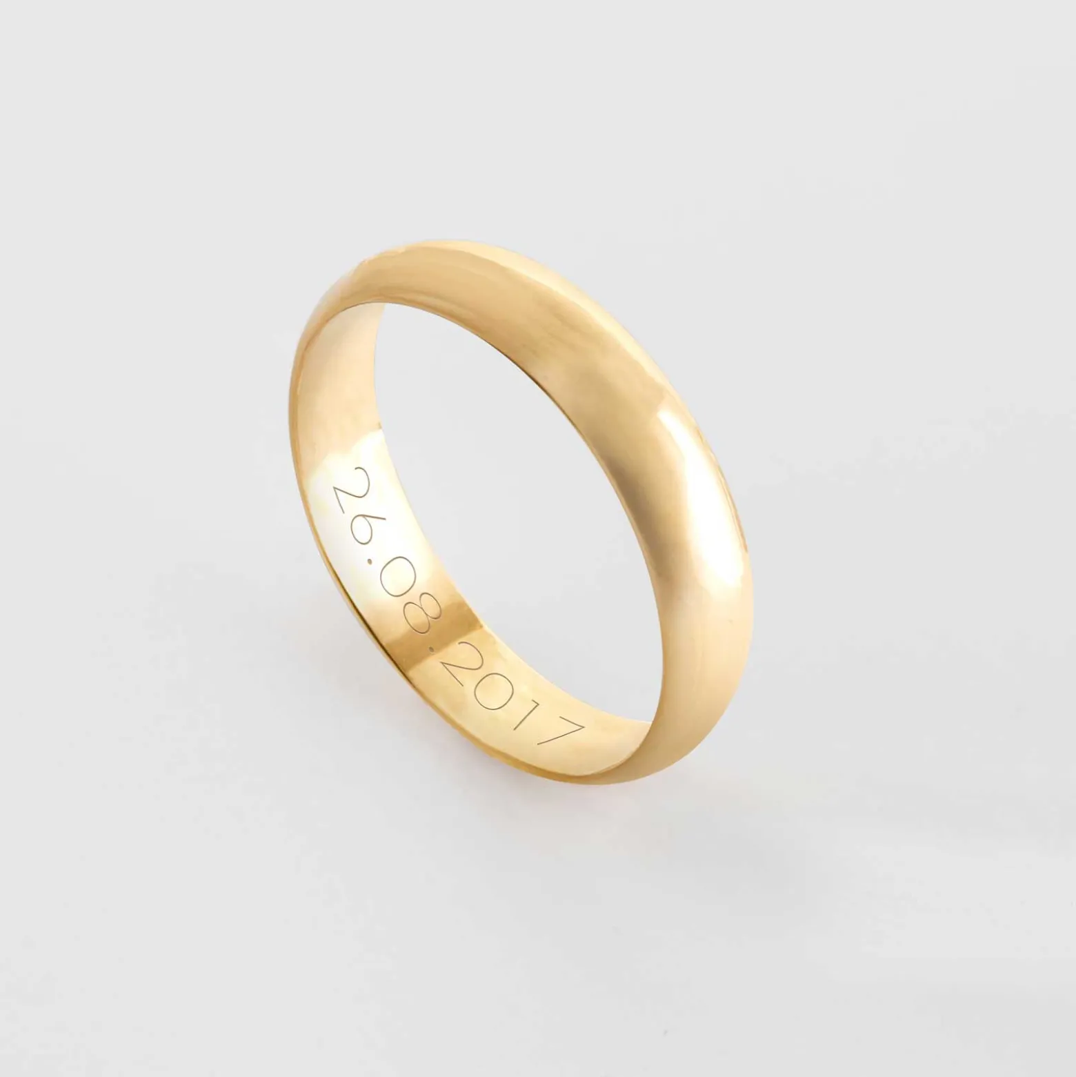 Bague alliance bombée personnalisée plaqué or 4 mm