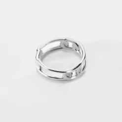 Bague chaine maille large argent