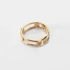 Bague chaine maille large plaqué or