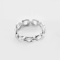 Bague chaine maille ronde argent
