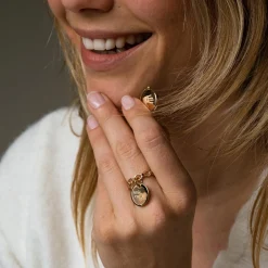 Bague EVJF chaine maille ronde plaqué or personnalisée médaille gravée 15 mm