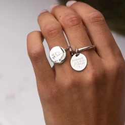 Bague EVJF jonc argent personnalisée médaille gravée 15 mm