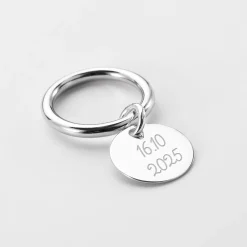 Bague EVJF jonc argent personnalisée médaille gravée 15 mm