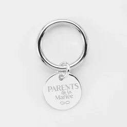 Bague Famille des mariés jonc argent personnalisée médaille gravée 15 mm