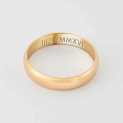 Bague homme alliance bombée personnalisée plaqué or 4 mm