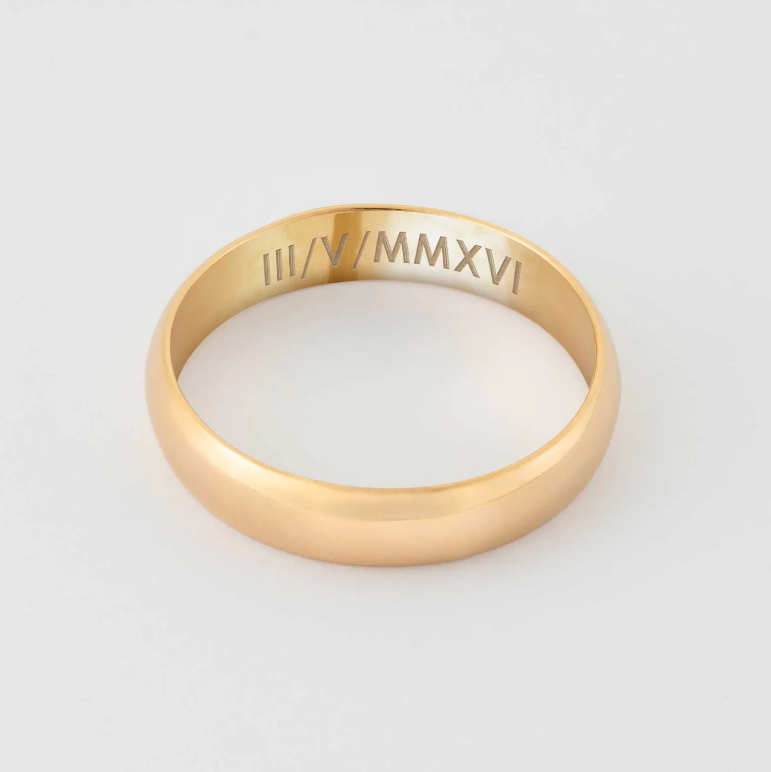 Bague homme alliance bombée personnalisée plaqué or 4 mm