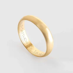 Bague homme alliance bombée personnalisée plaqué or 4 mm