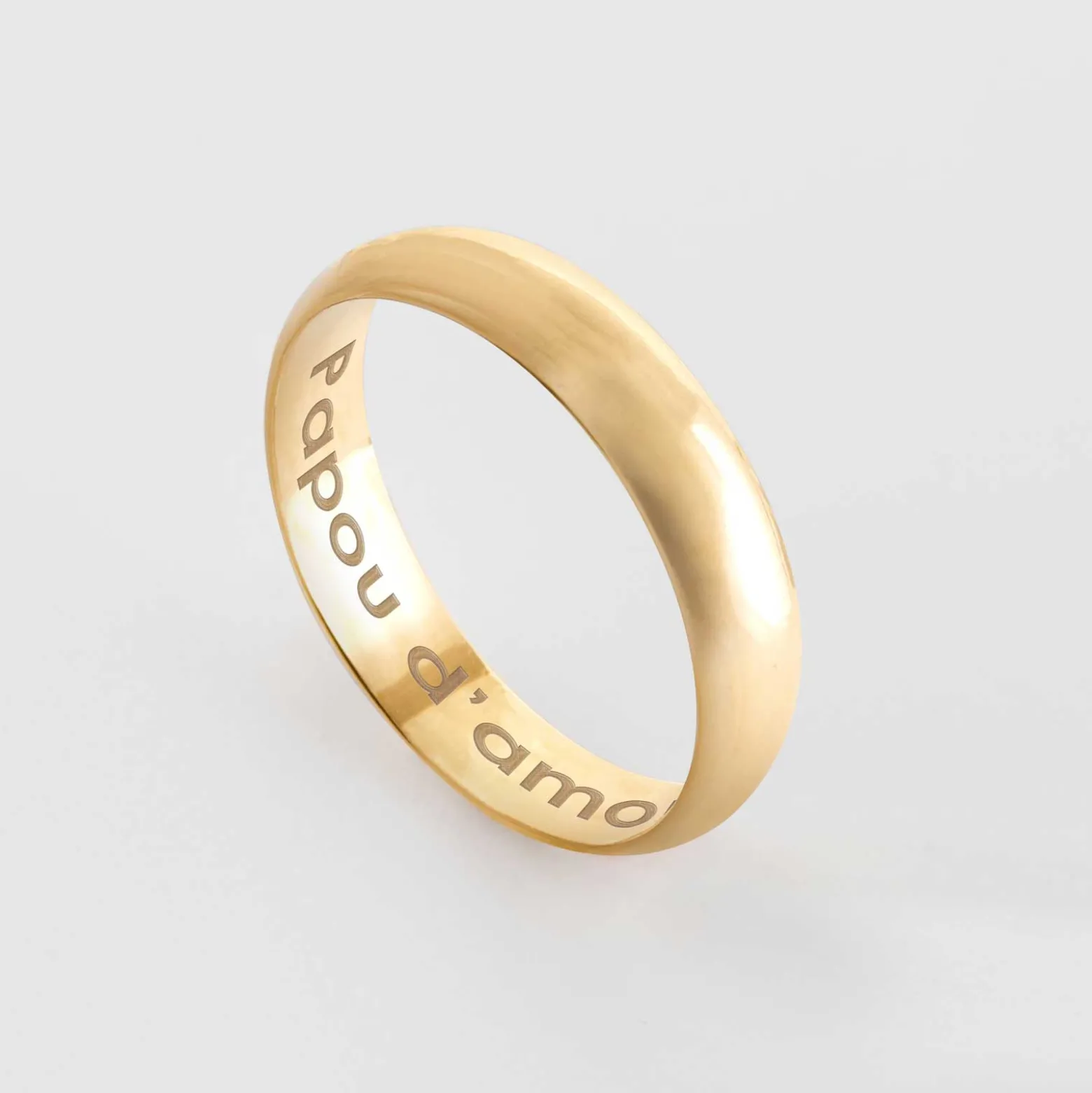 Bague homme alliance bombée personnalisée plaqué or 4 mm