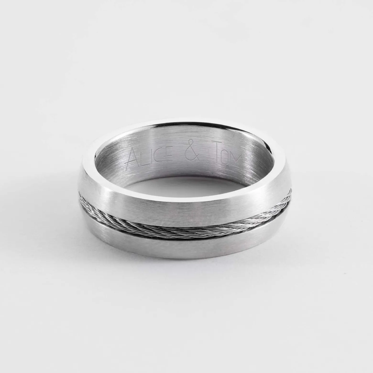Bague homme personnalisée acier câble
