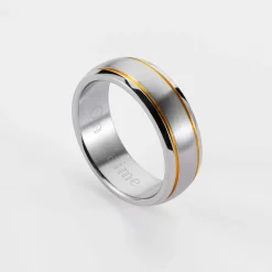 Bague homme ruban doré personnalisée acier 7 mm