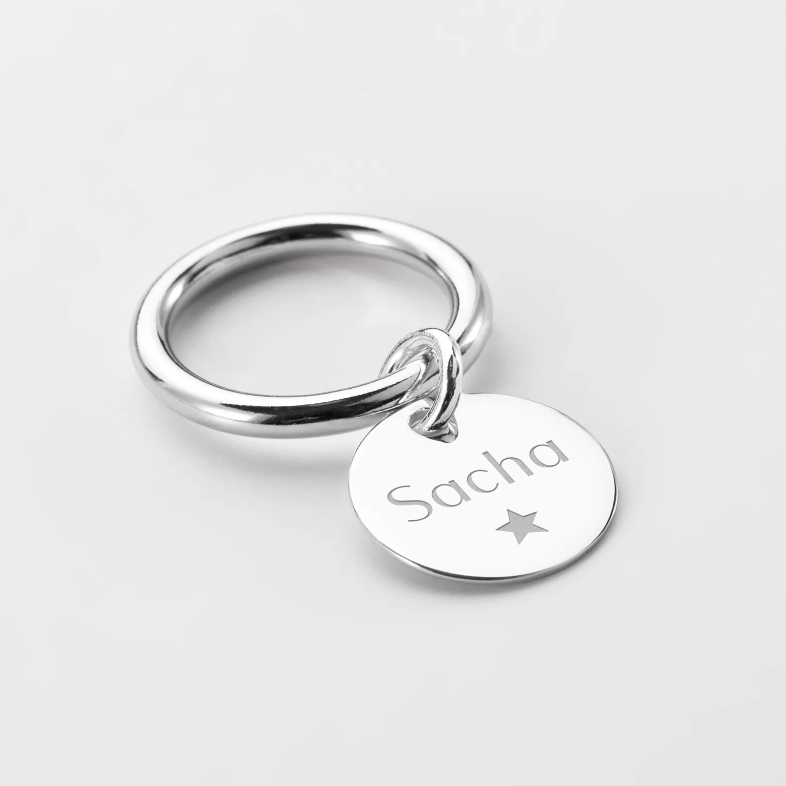 Bague jonc argent personnalisée médaille gravée 15 mm