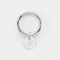 Bague jonc argent personnalisée médaille gravée initiale 10 mm