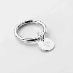Bague jonc argent personnalisée médaille gravée initiale 10 mm