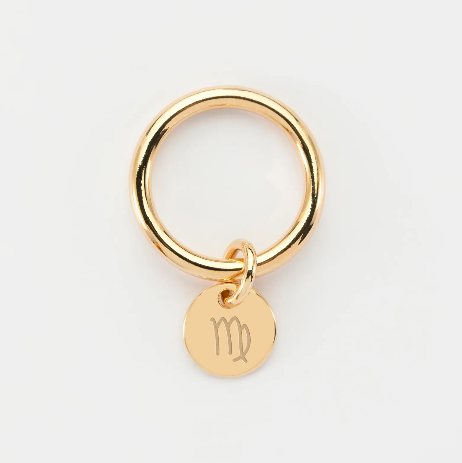 Bague jonc plaqué or personnalisée médaille gravée initiale 10 mm