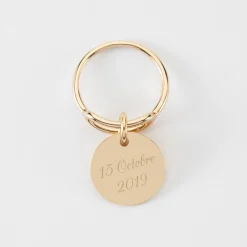 Bague Mariée ovale ouverte plaqué or personnalisée médaille gravée 15 mm