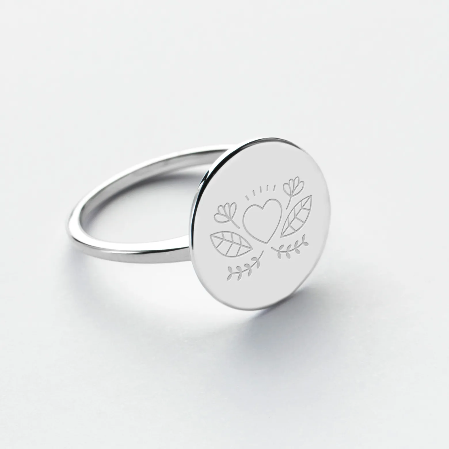 Bague Mariée plateau personnalisée argent médaille gravée 15 mm