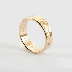 Bague martelée personnalisée plaqué or 5 mm