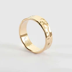 Bague martelée personnalisée plaqué or 5 mm