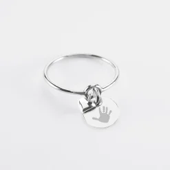 Bague mini coeur bombé personnalisé médaille gravée argent 10 mm