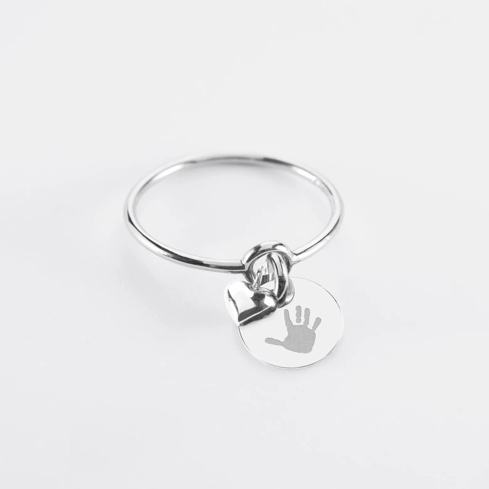 Bague mini coeur bombé personnalisé médaille gravée argent 10 mm