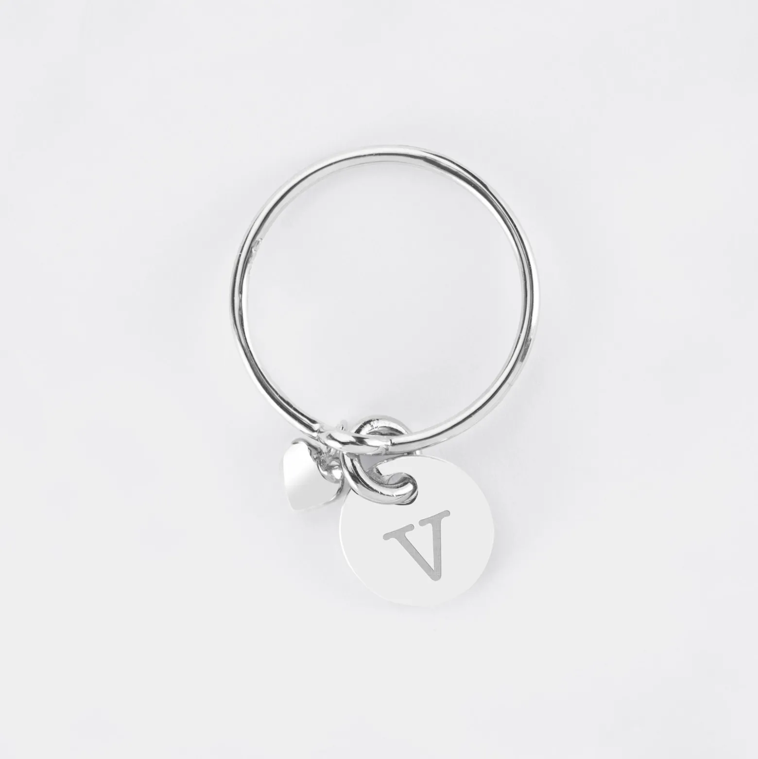 Bague mini coeur bombé personnalisé médaille gravée argent 10 mm