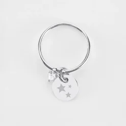 Bague mini coeur scintillant personnalisé médaille gravée argent 10 mm