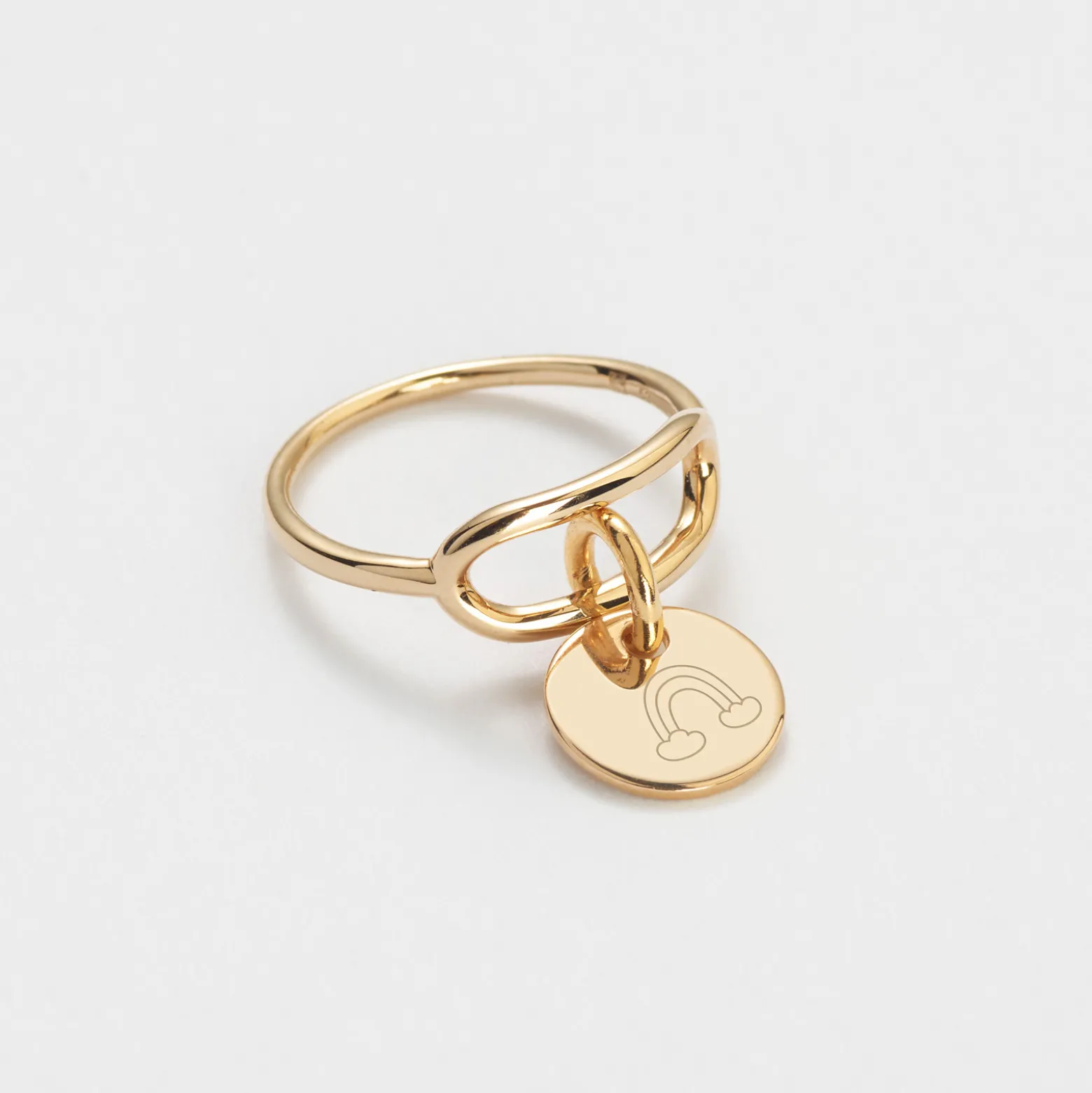 Bague ovale ouverte plaqué or personnalisée médaille gravée 10 mm