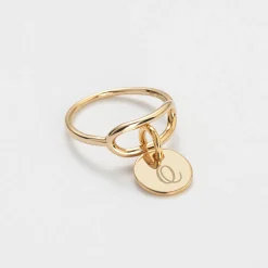 Bague ovale ouverte plaqué or personnalisée médaille gravée 10 mm