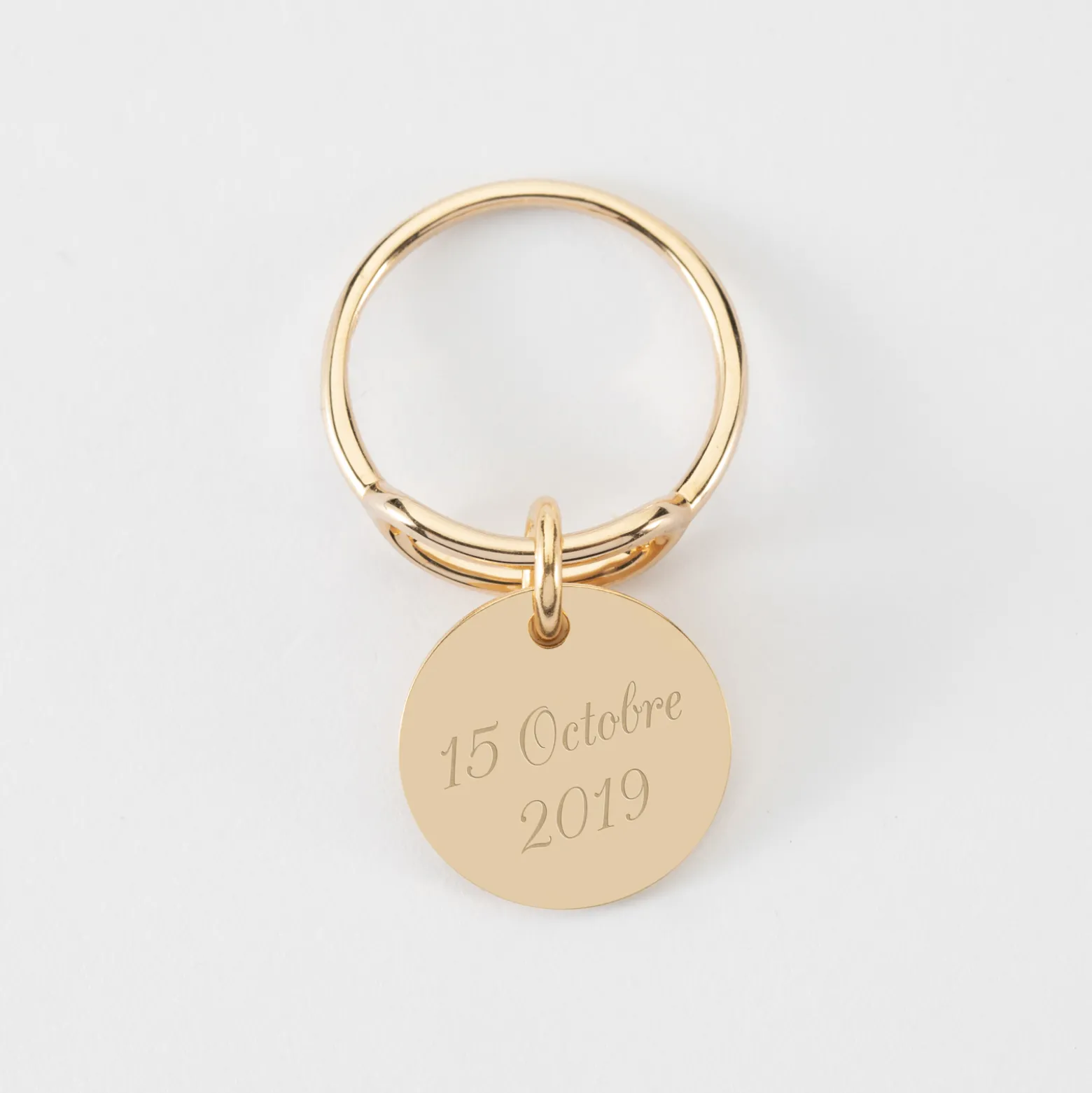 Bague ovale ouverte plaqué or personnalisée médaille gravée 15 mm