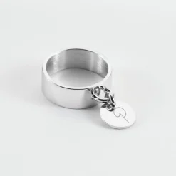 Bague personnalisée argent médaille gravée 10 mm