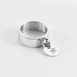 Bague personnalisée argent médaille gravée 10 mm