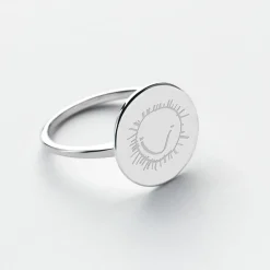 Bague plateau personnalisée argent médaille gravée 15 mm - Nos petits imparfaits