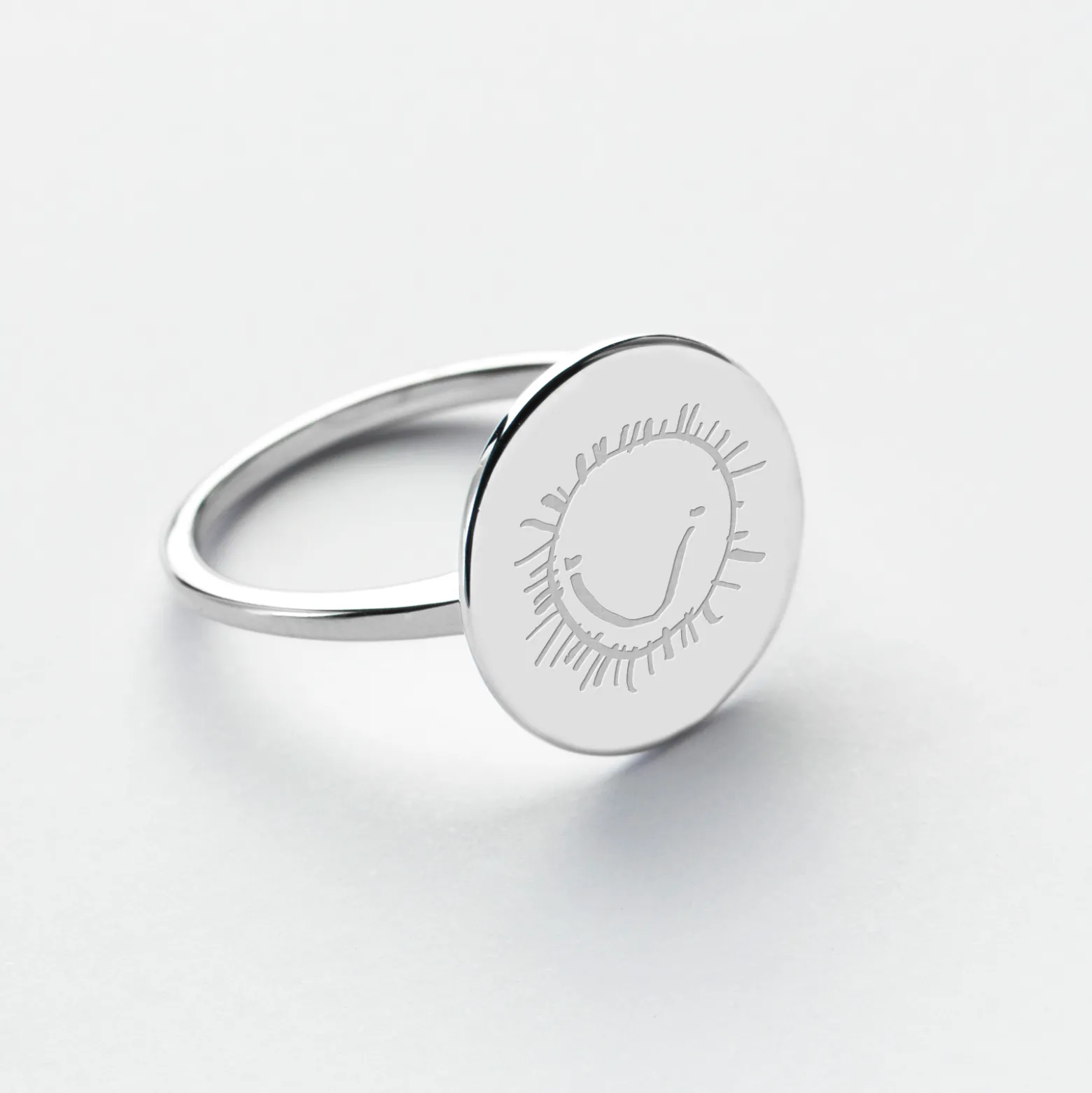 Bague plateau personnalisée argent médaille gravée 15 mm - Nos petits imparfaits