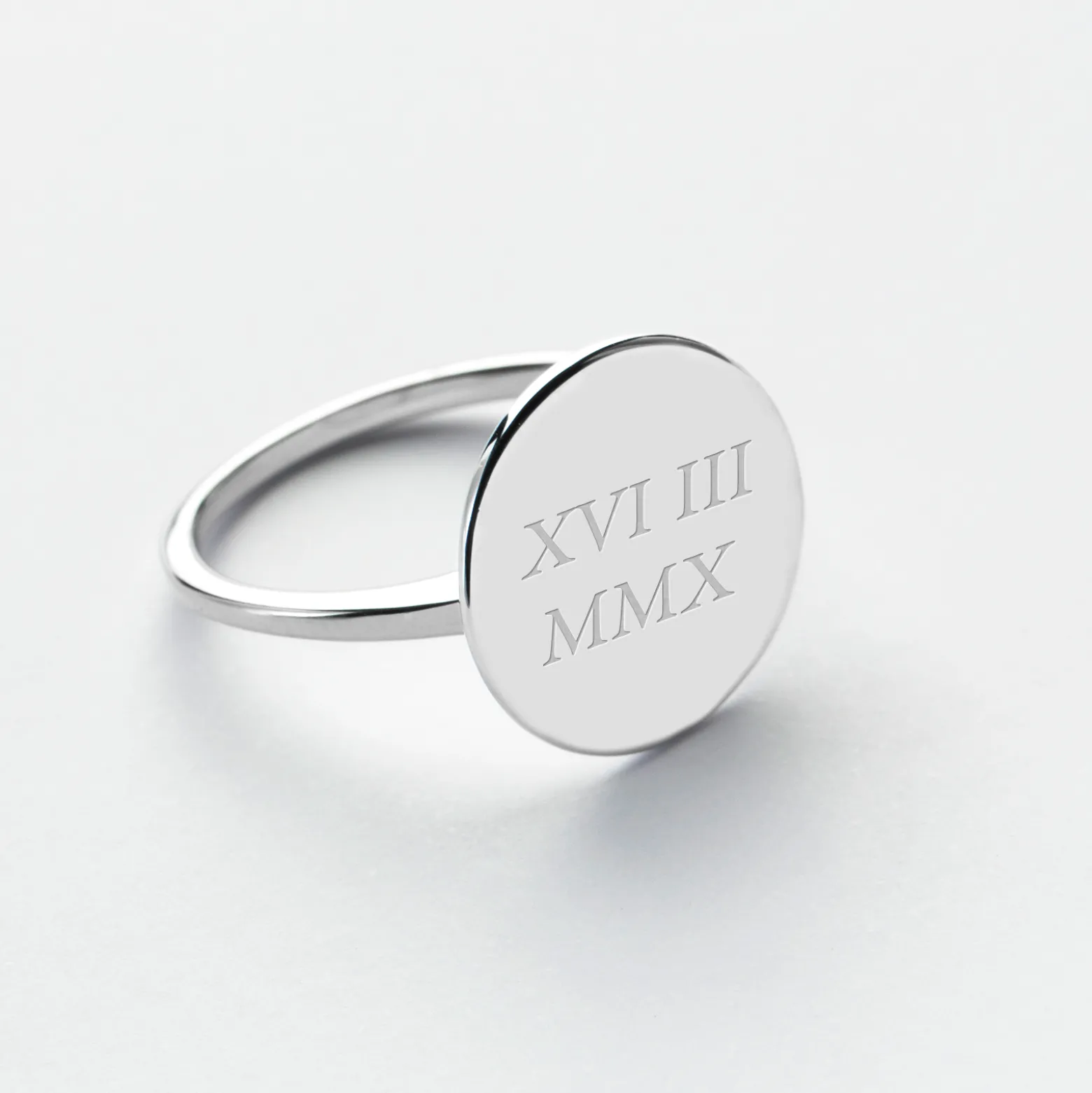 Bague plateau personnalisée argent médaille gravée 15 mm - Nos petits imparfaits