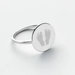 Bague plateau personnalisée argent médaille gravée 15 mm - Nos petits imparfaits