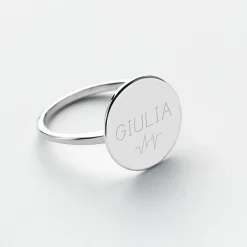 Bague plateau personnalisée argent médaille gravée 15 mm - Nos petits imparfaits
