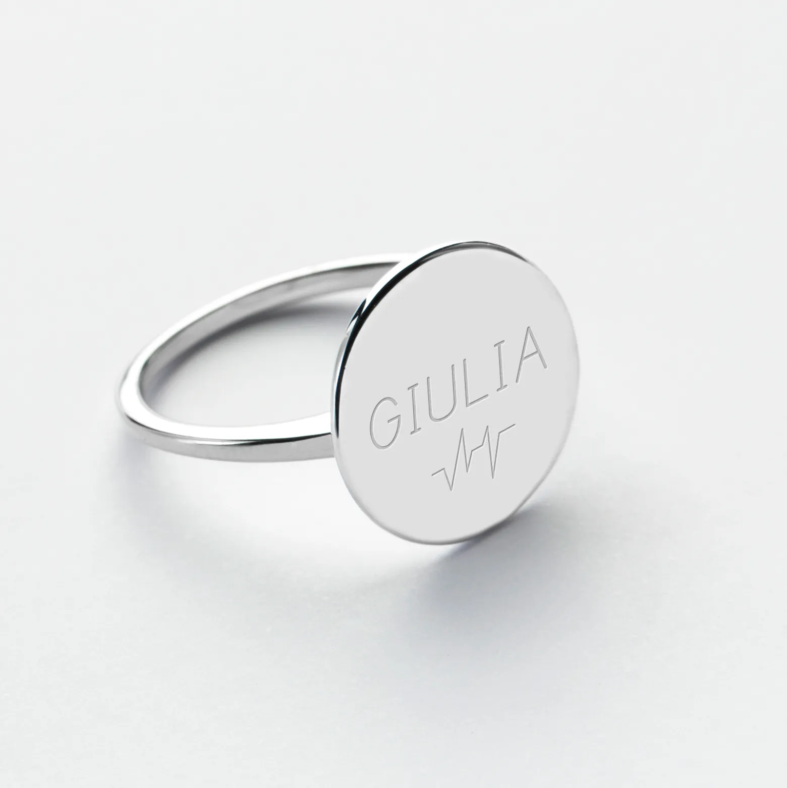 Bague plateau personnalisée argent médaille gravée 15 mm - Nos petits imparfaits