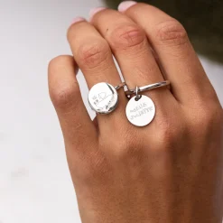 Bague plateau personnalisée argent médaille gravée 15 mm