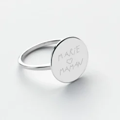 Bague plateau personnalisée argent médaille gravée 15 mm