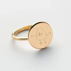 Bague plateau personnalisée plaqué or médaille gravée 15 mm - Nos petits imparfaits