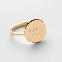 Bague plateau personnalisée plaqué or médaille gravée 15 mm