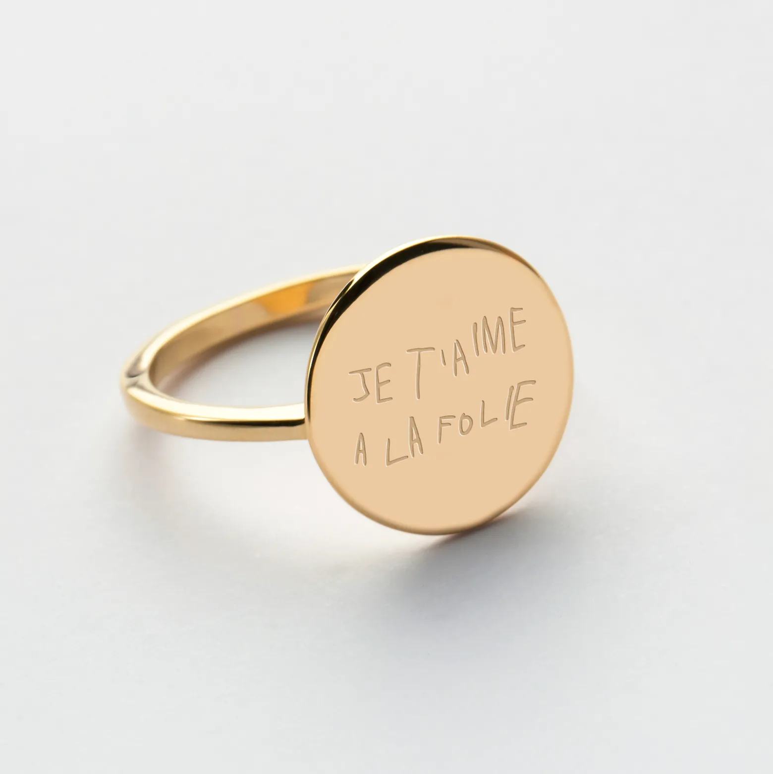 Bague plateau personnalisée plaqué or médaille gravée 15 mm