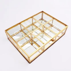 Boîte à bijoux compartiments personnalisée rectangle 16,5x12x4 cm verre gravé