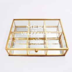 Boîte à bijoux compartiments personnalisée rectangle 16,5x12x4 cm verre gravé
